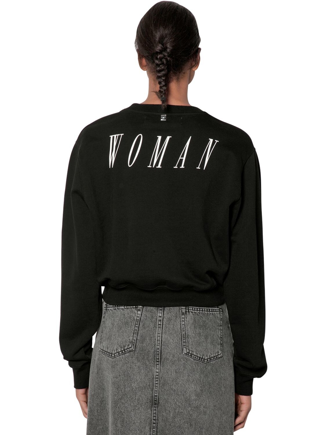 Off-white Woman Print Cotton Sweatshirt In Black
