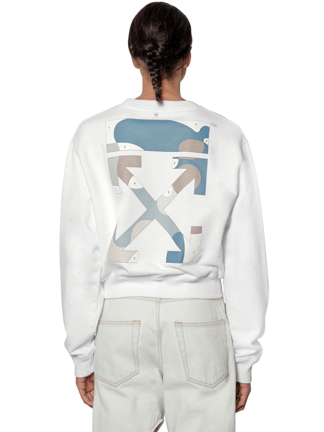 Off-white Cotton Sweatshirt W/ Back Color Palette In White,multi