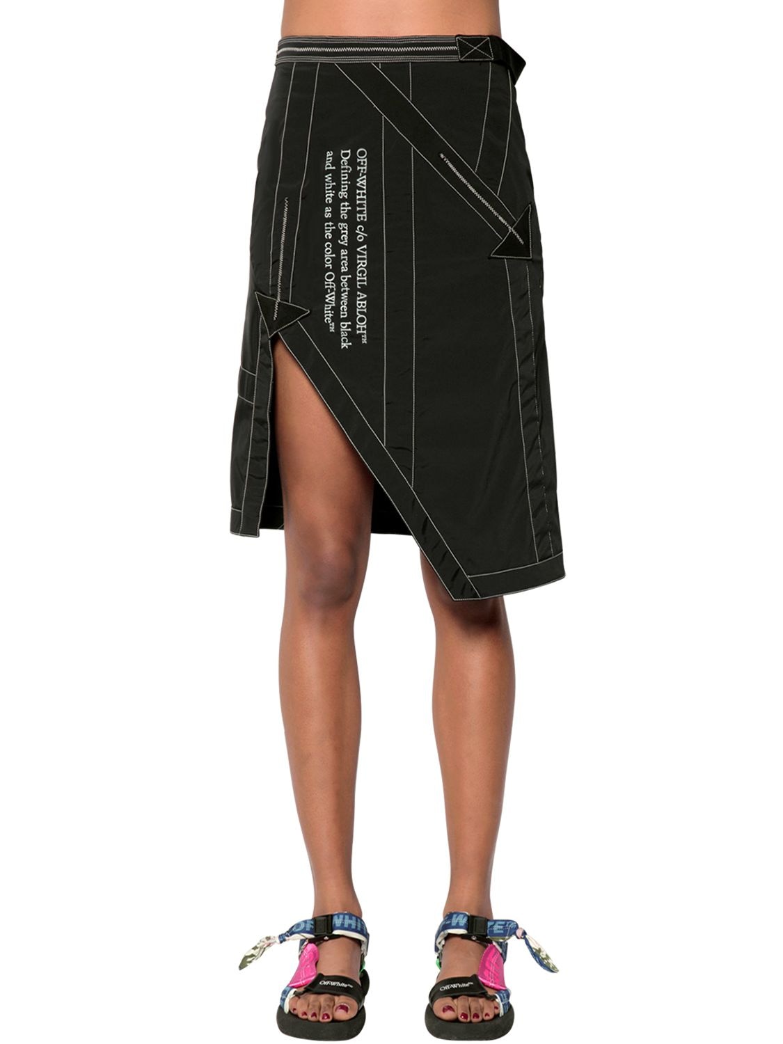 OFF-WHITE PRINTED GABARDINE MIDI SKIRT,71I4T8020-MTAWMQ2