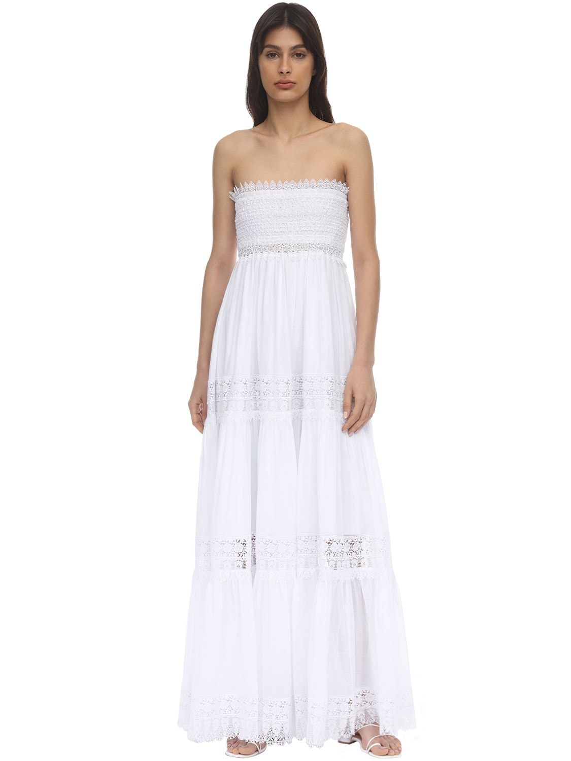 Charo Ruiz Zoe Lace & Cotton Maxi Dress In White | ModeSens