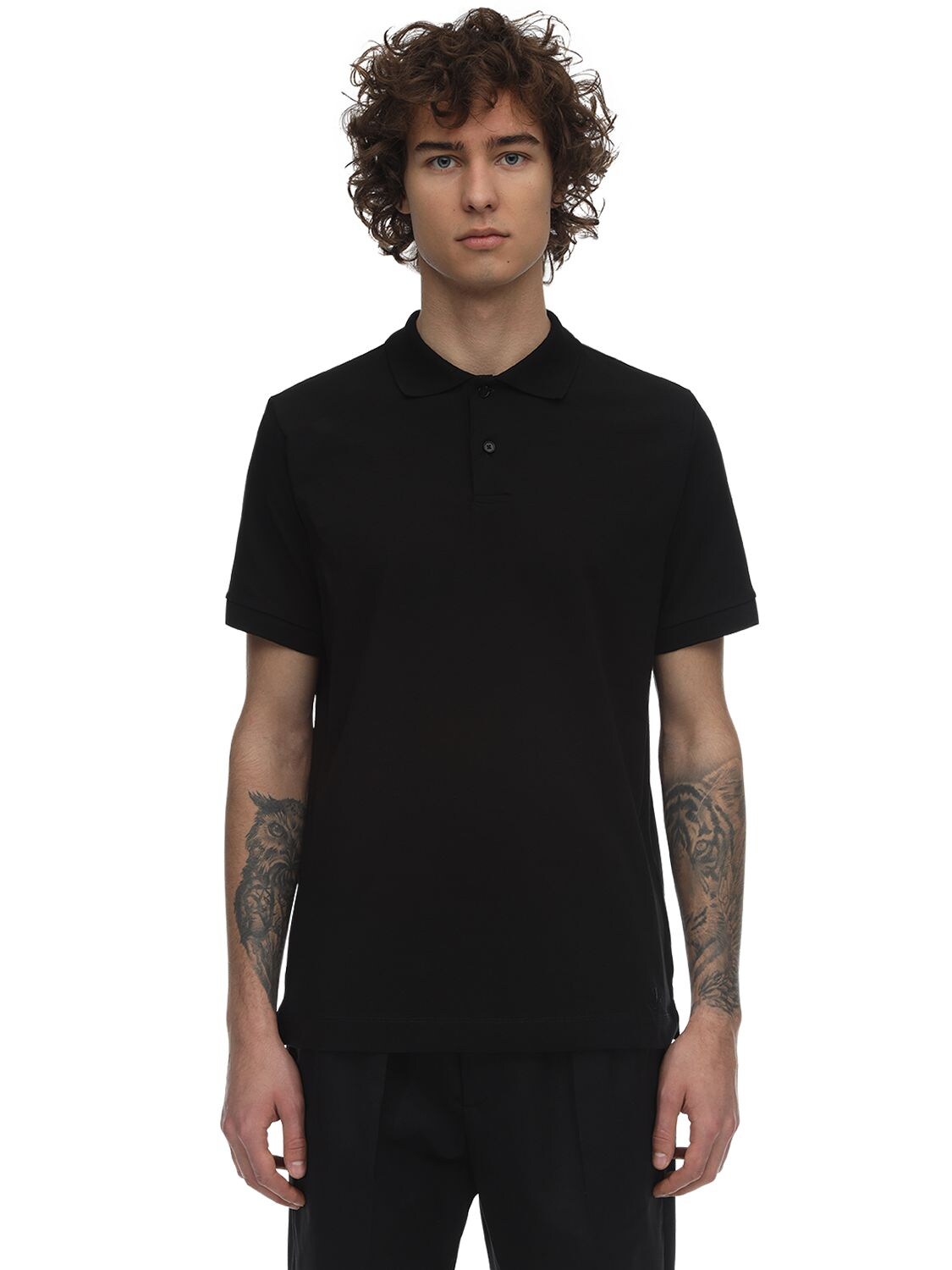 Jil Sander Plus Elasticized Jersey Polo Shirt In Black
