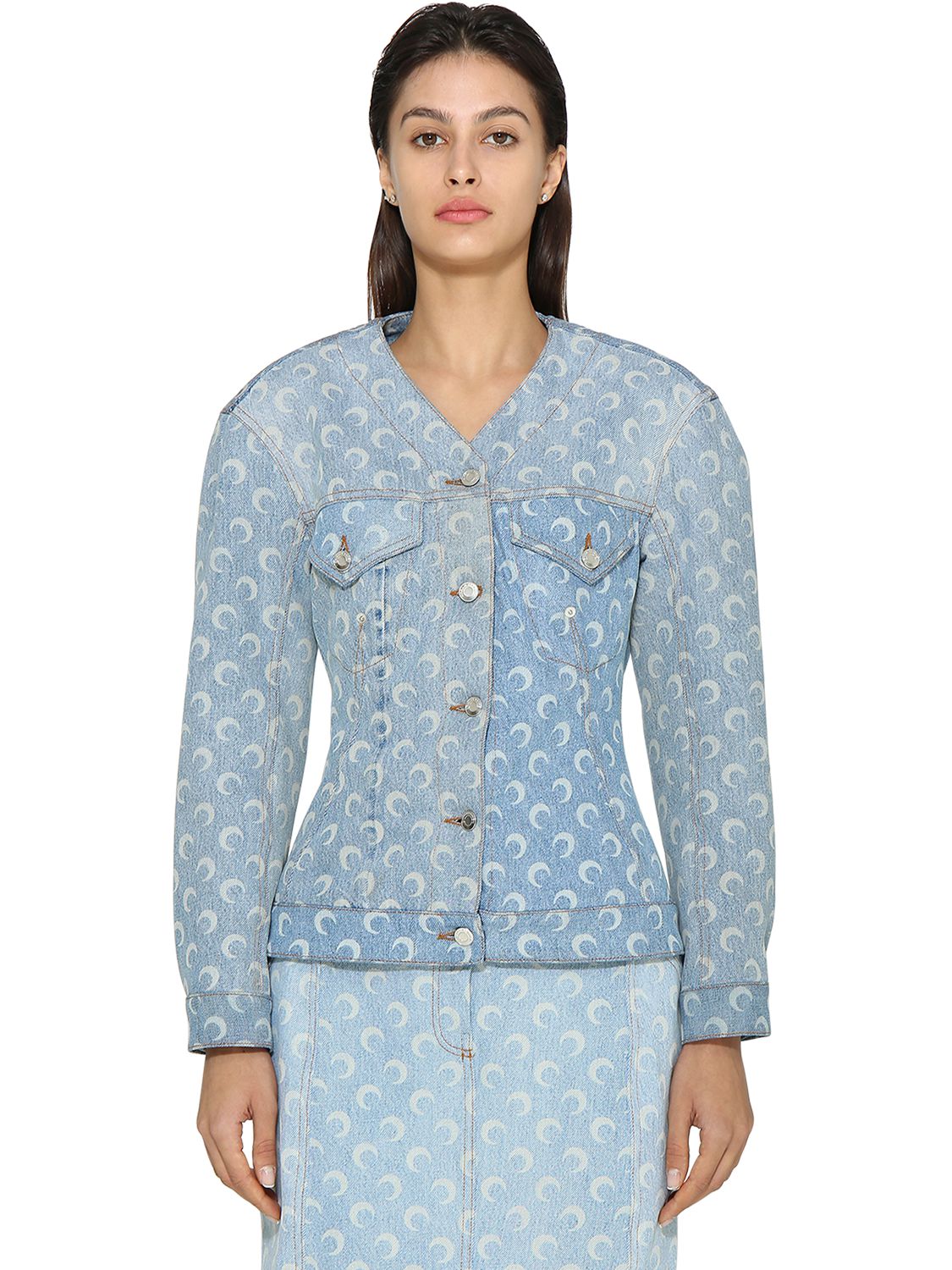 Marine Serre - Logo print cotton denim 
