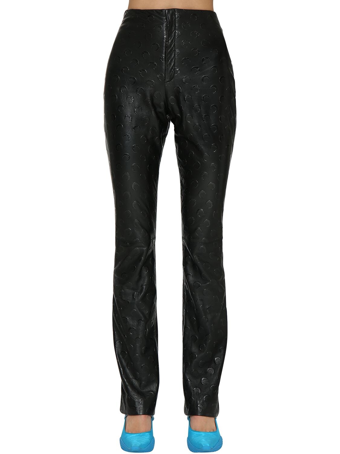 MARINE SERRE “MOON”LOGO皮革裤子,71I4XZ039-MDE1