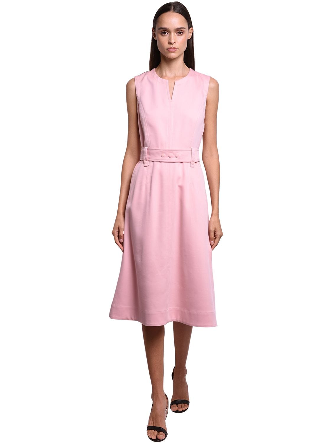 Sportmax Cotton & Viscose Gabardine Dress In Pink