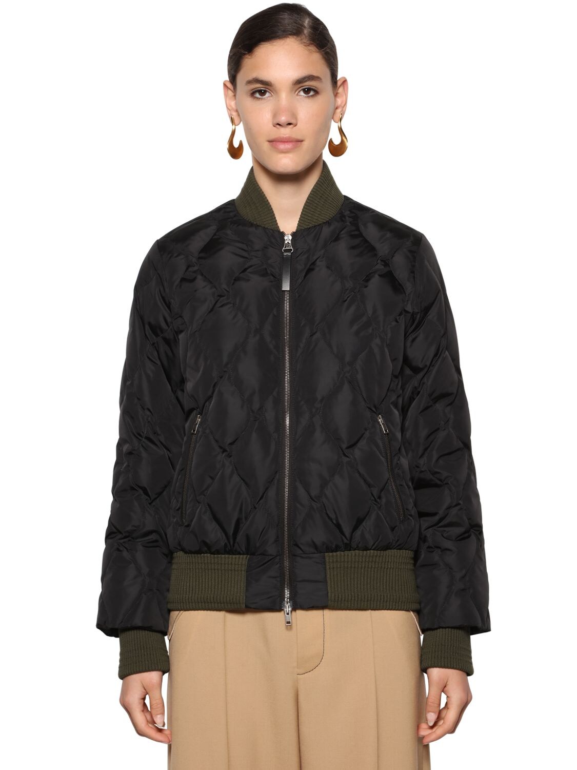 Marni Quilted Nylon Down Bomber Jacket In Black