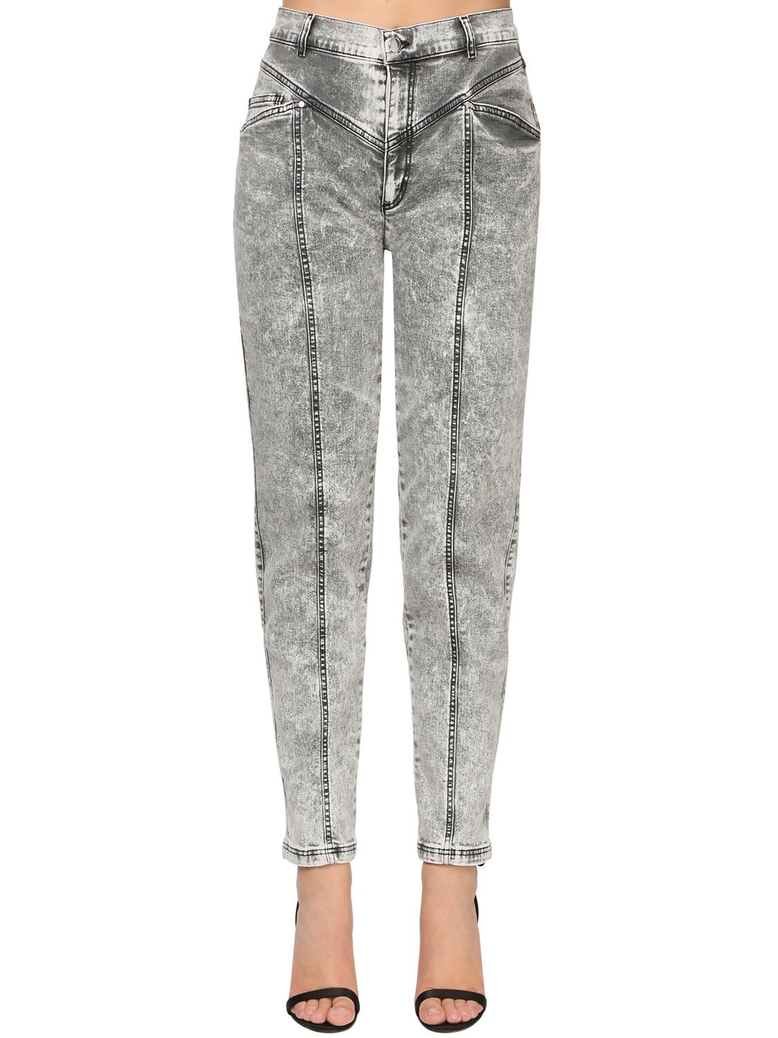 Marina Rinaldi Cotton Denim High Waist Jeans In Dark Grey