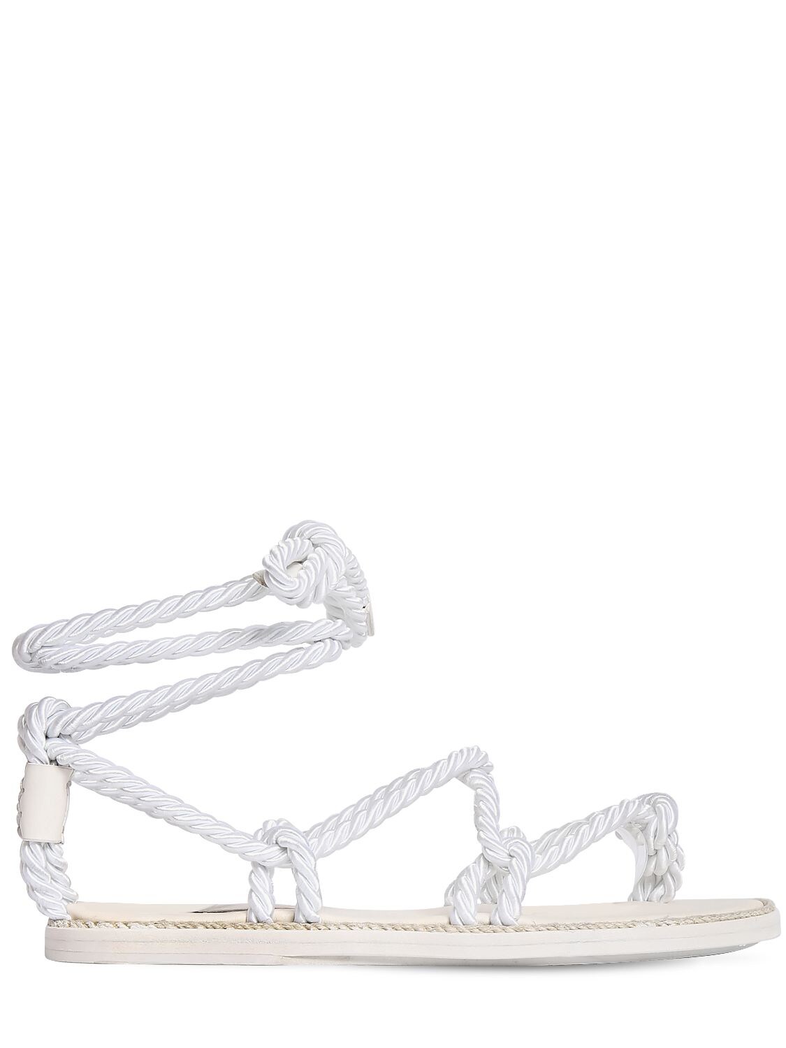 Ann Demeulemeester 10mm Satin Rope Thong Flat Sandals In White