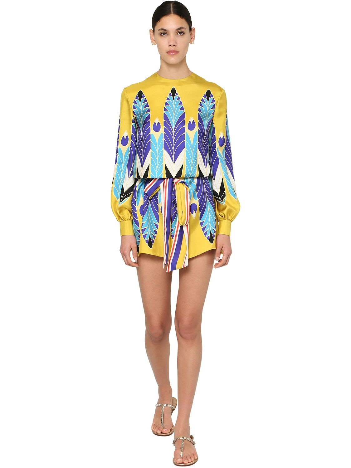 VALENTINO PRINTED SILK TWILL MINI DRESS,71I52O037-WU040