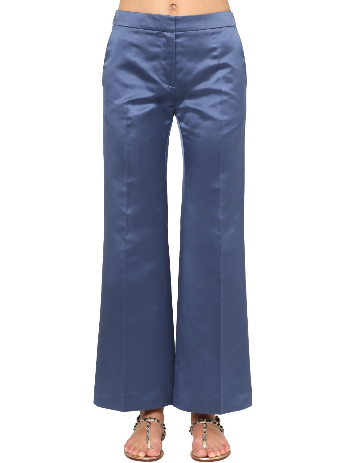 VALENTINO FLARED SILK DUCHESSE trousers,71I52O044-MDVE0