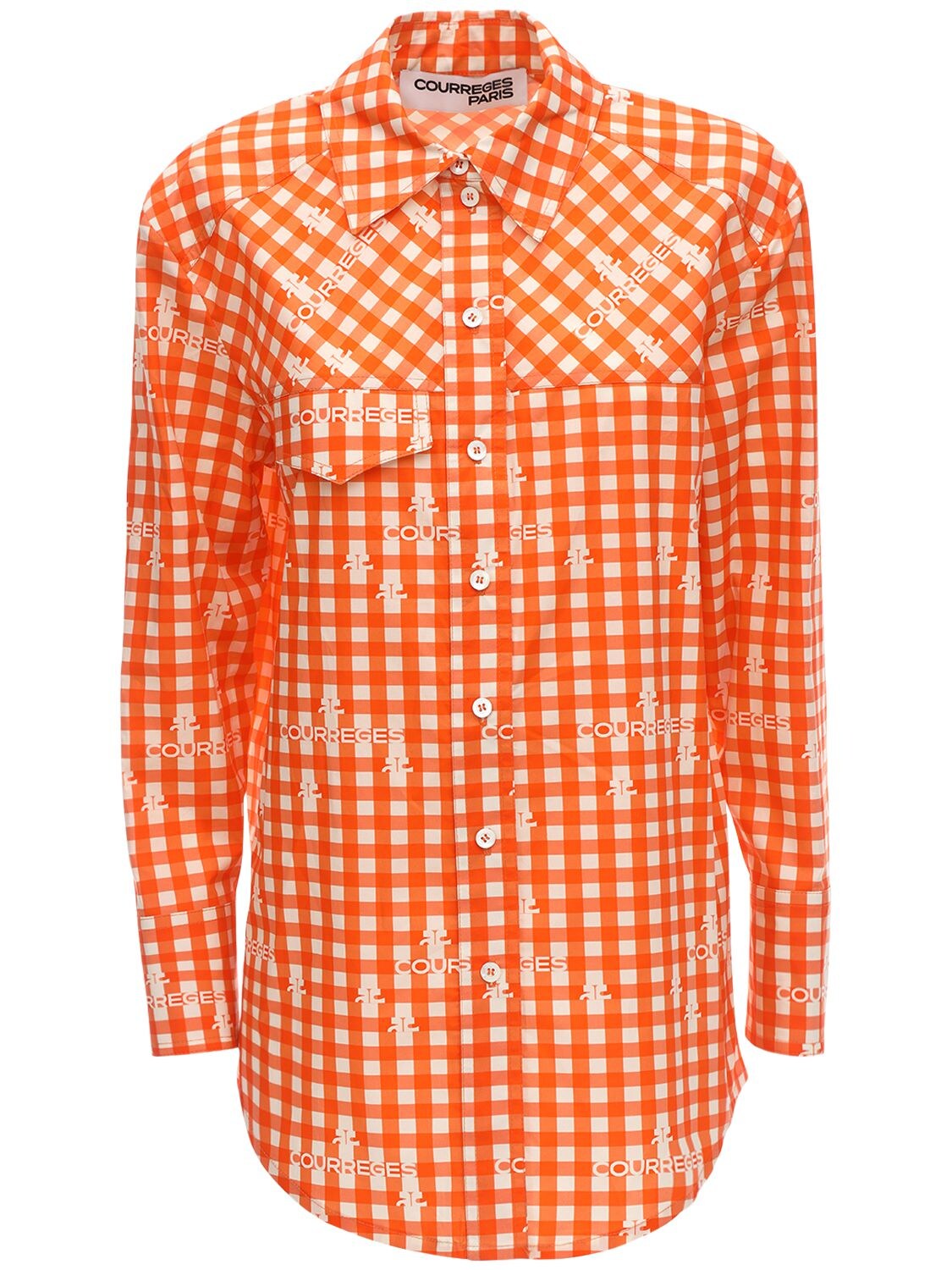 COURRÈGES CHECK COTTON POPLIN SHIRT,71I52W009-TTE2NQ2