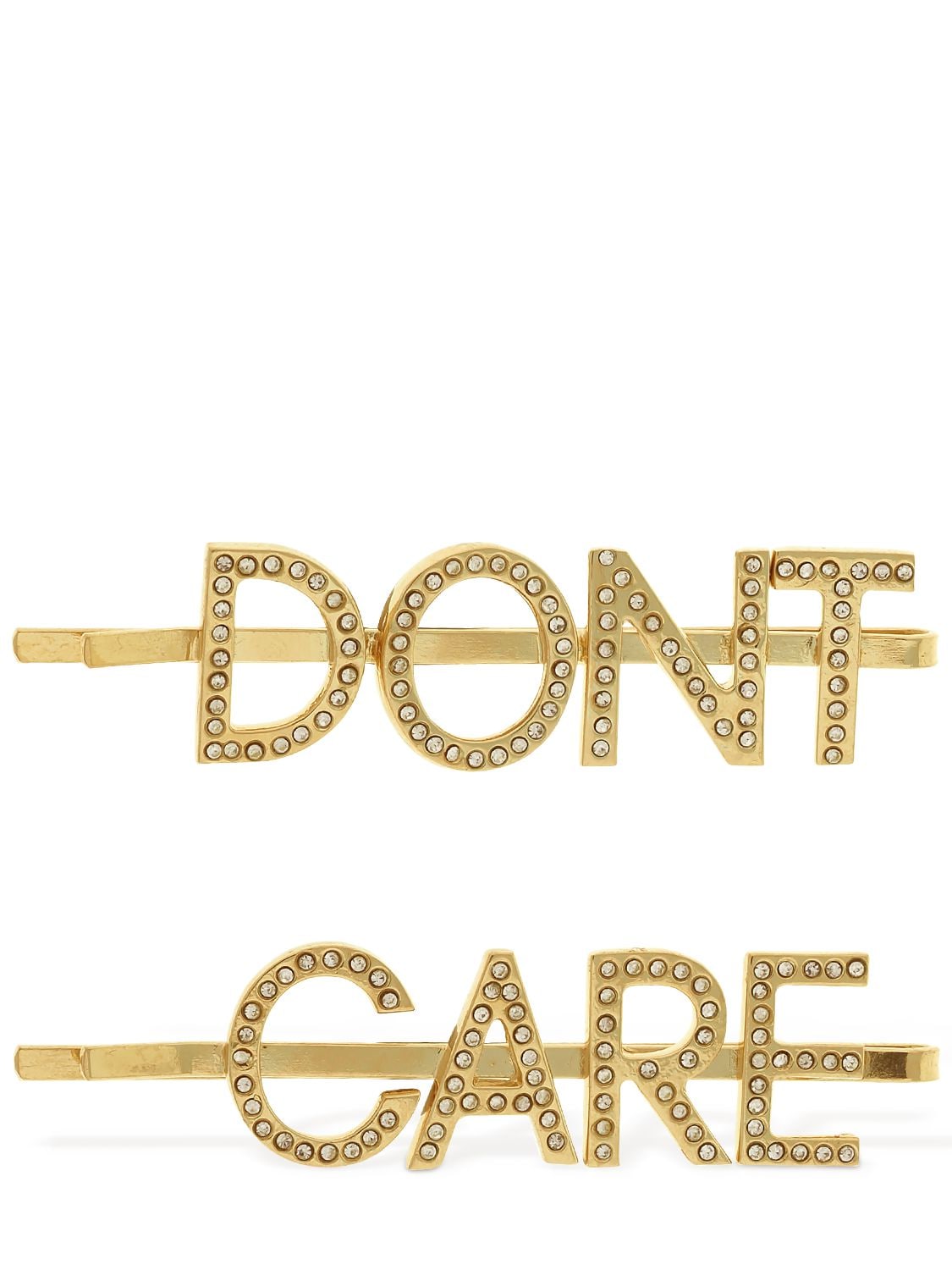 Bijoux De Famille Don't Care Double Hair Clips In Crystal,gold