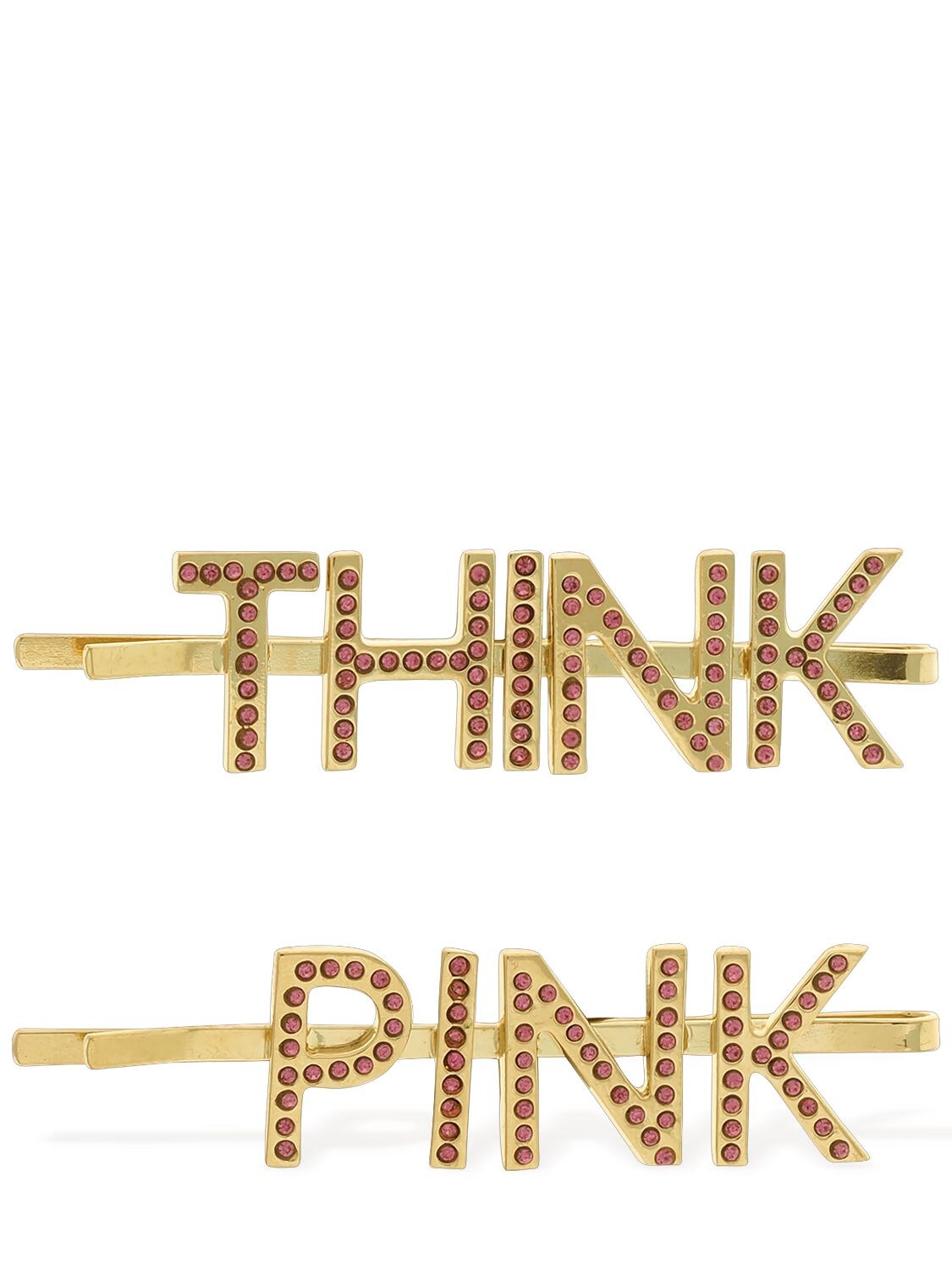 Bijoux De Famille Think Pink Double Hair Clips In Pink,gold