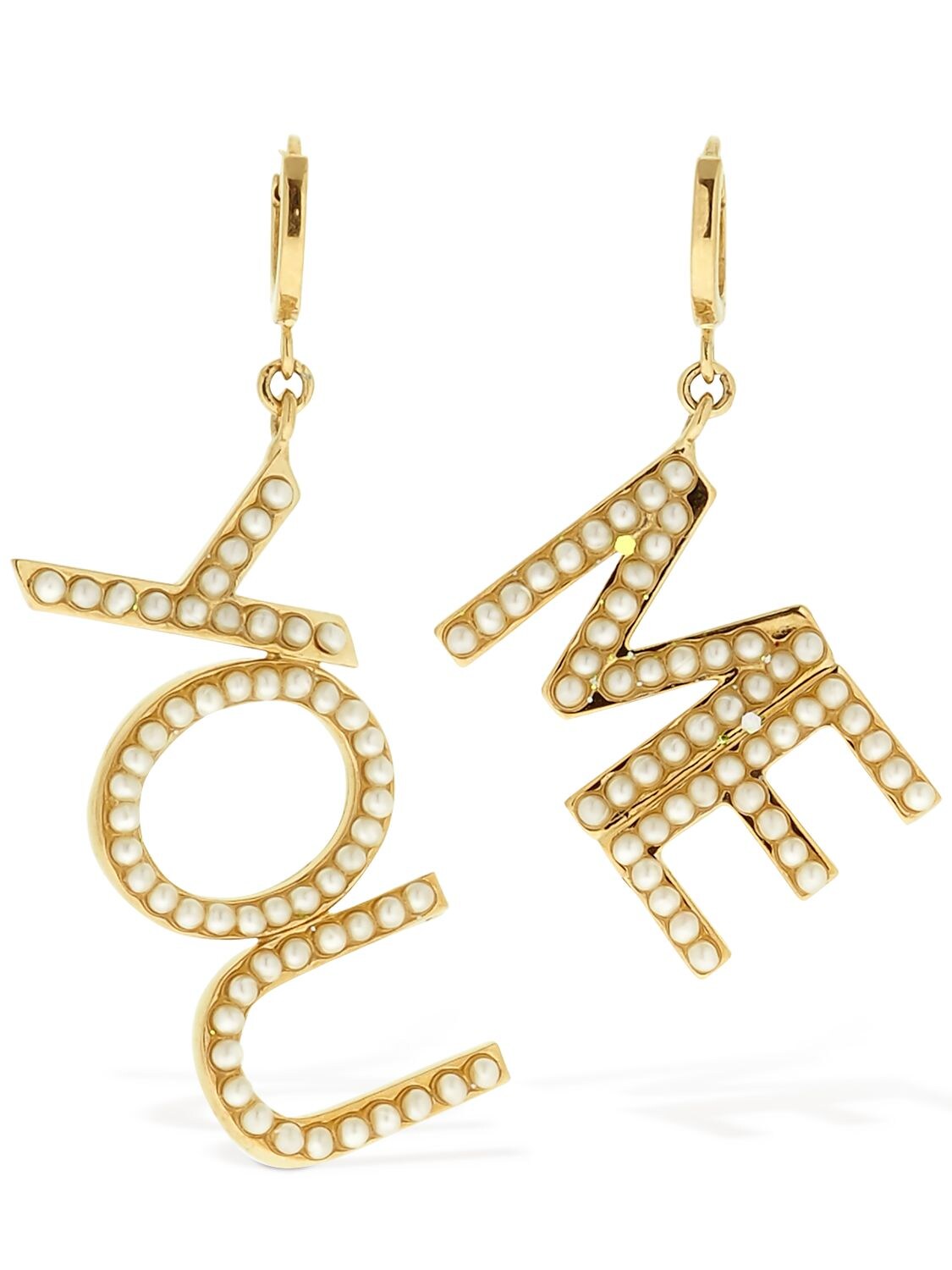 Bijoux De Famille Me & You Imitation Pearl Earrings In Pearl,gold