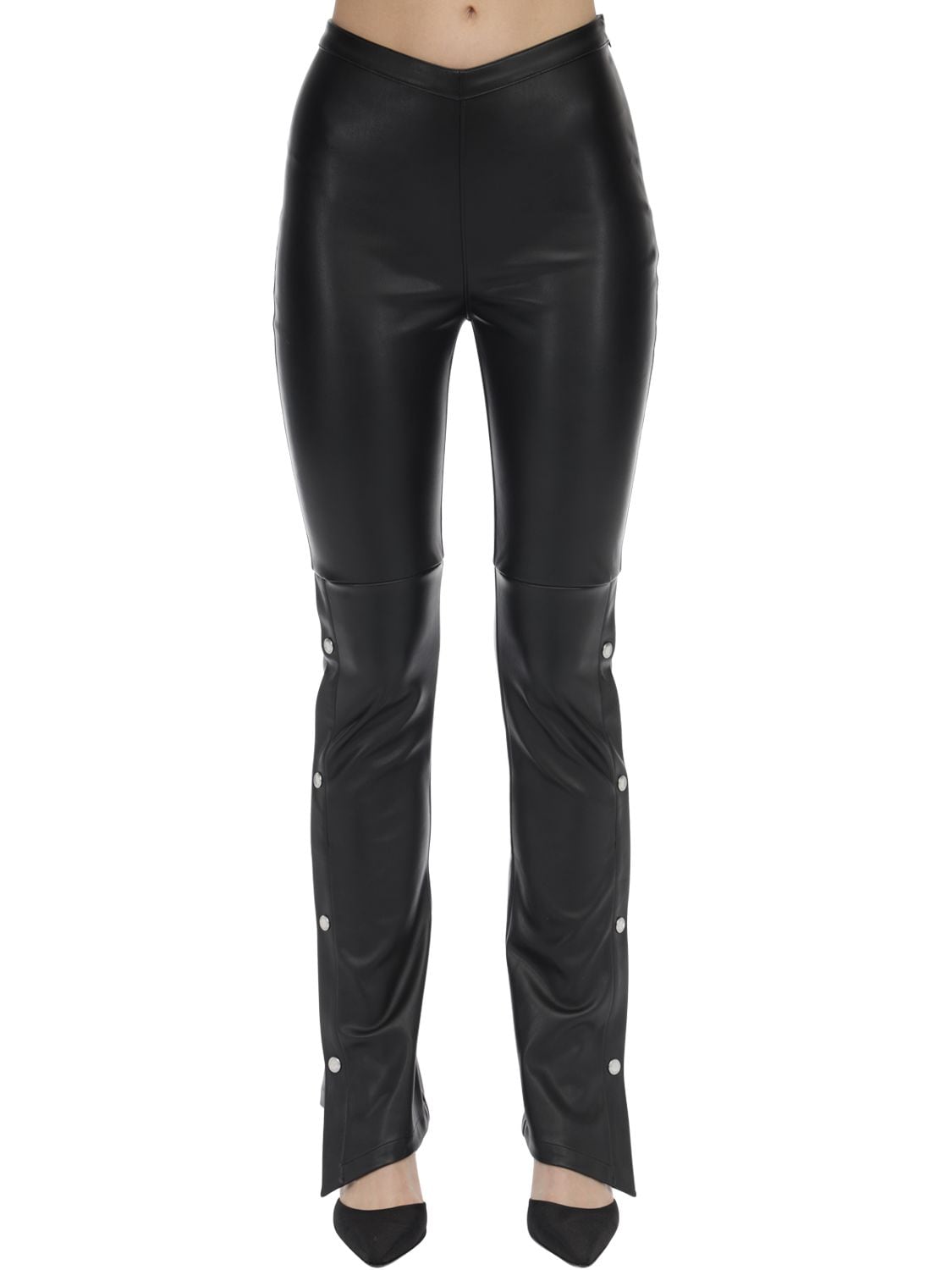 Alexander Wang Stretch Faux Leather Straight Pants In Black