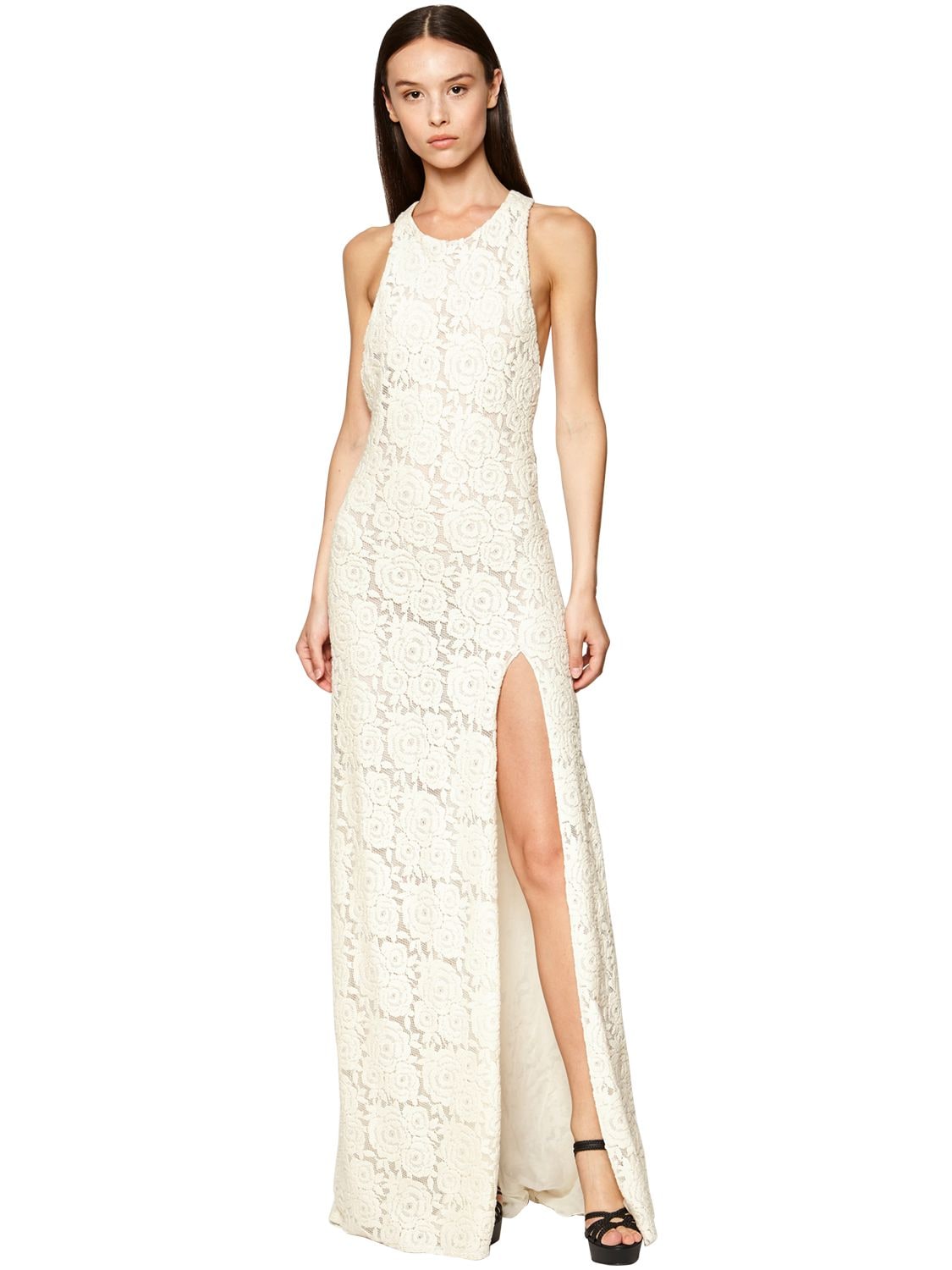 Redemption Rose Lace Sleeveless Gown In Ivory