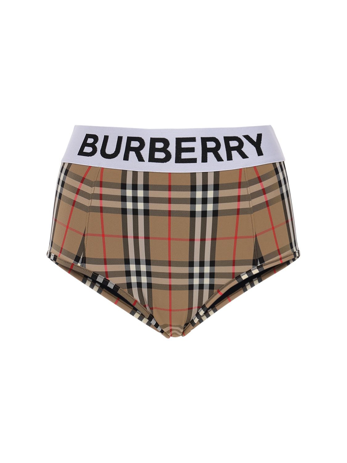 Burberry Check Fabric Briefs W/ Logo Waistband In Archive Check