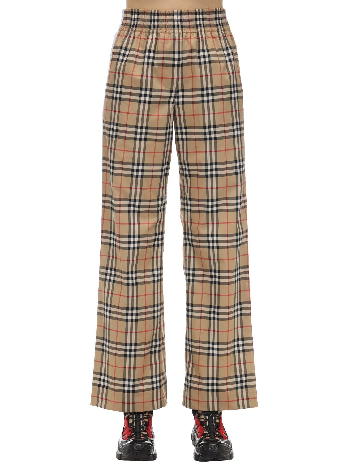 Burberry Check Cotton Poplin Pants W/ Side Bands In Archive Check ...