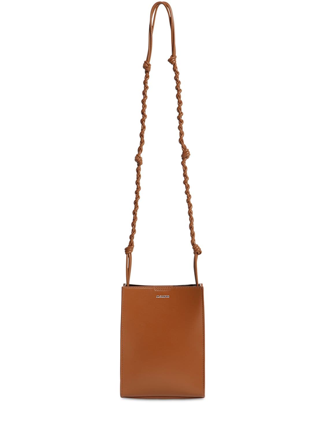 Jil Sander Small Tangle Leather Bag In Caramel