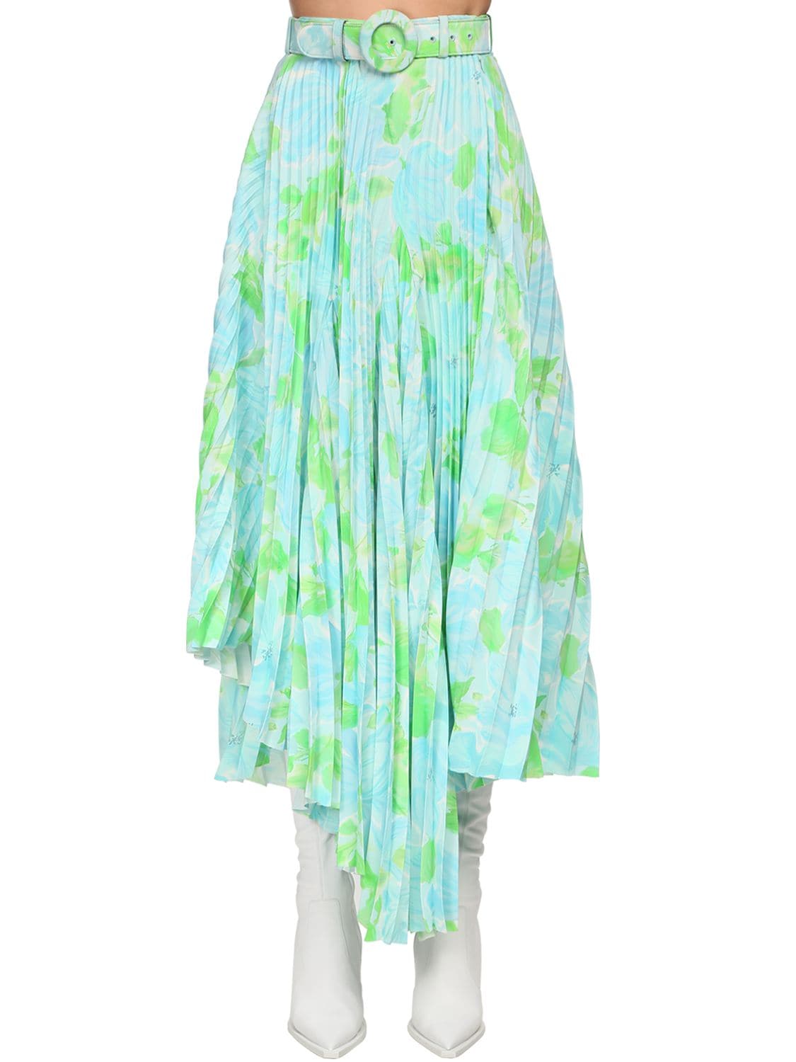 BALENCIAGA 印花绉纱中长款半身裙,71I5CI014-NDMWMQ2