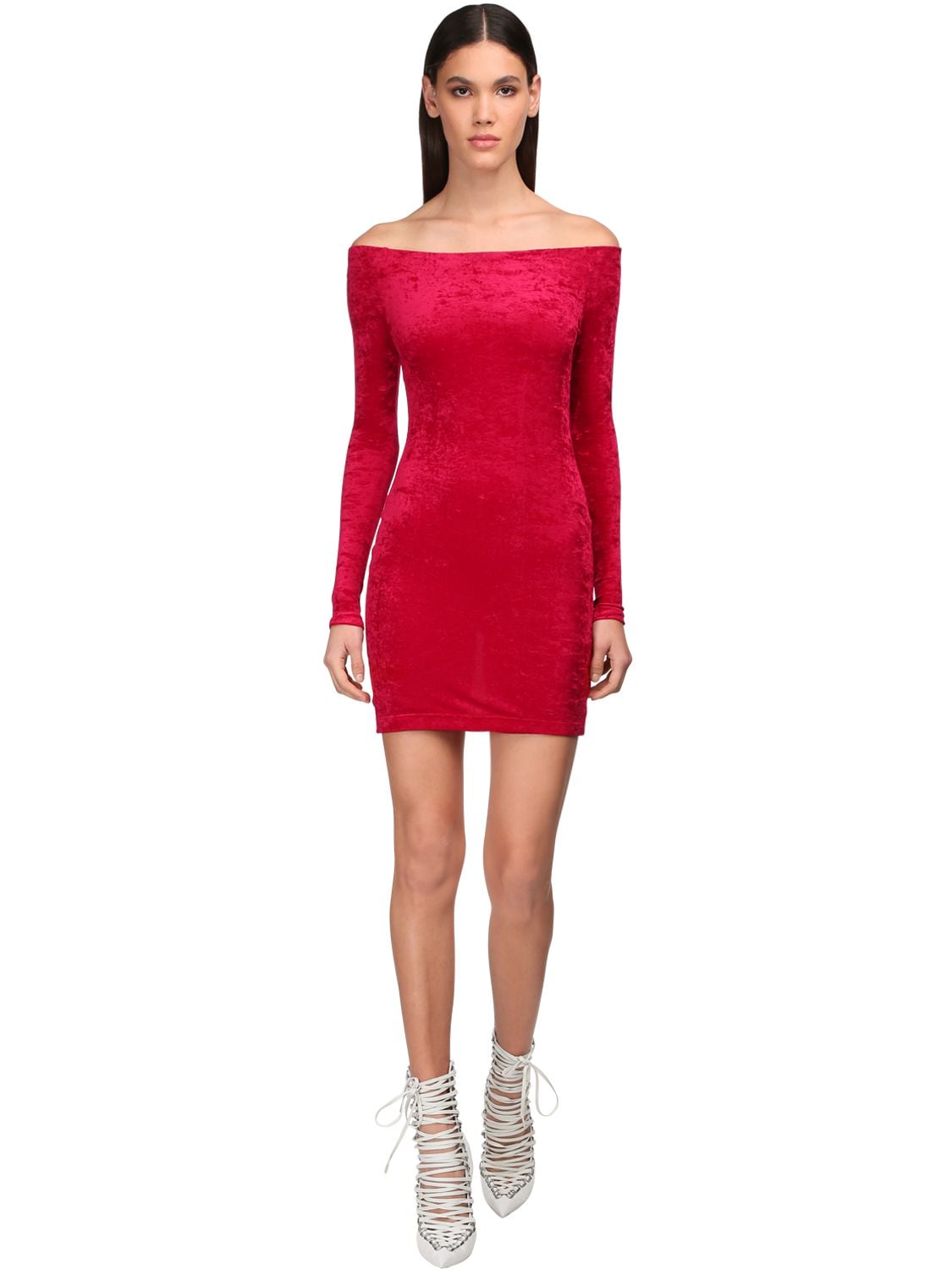 Balenciaga Velvet long-sleeve Mini Dress - Farfetch