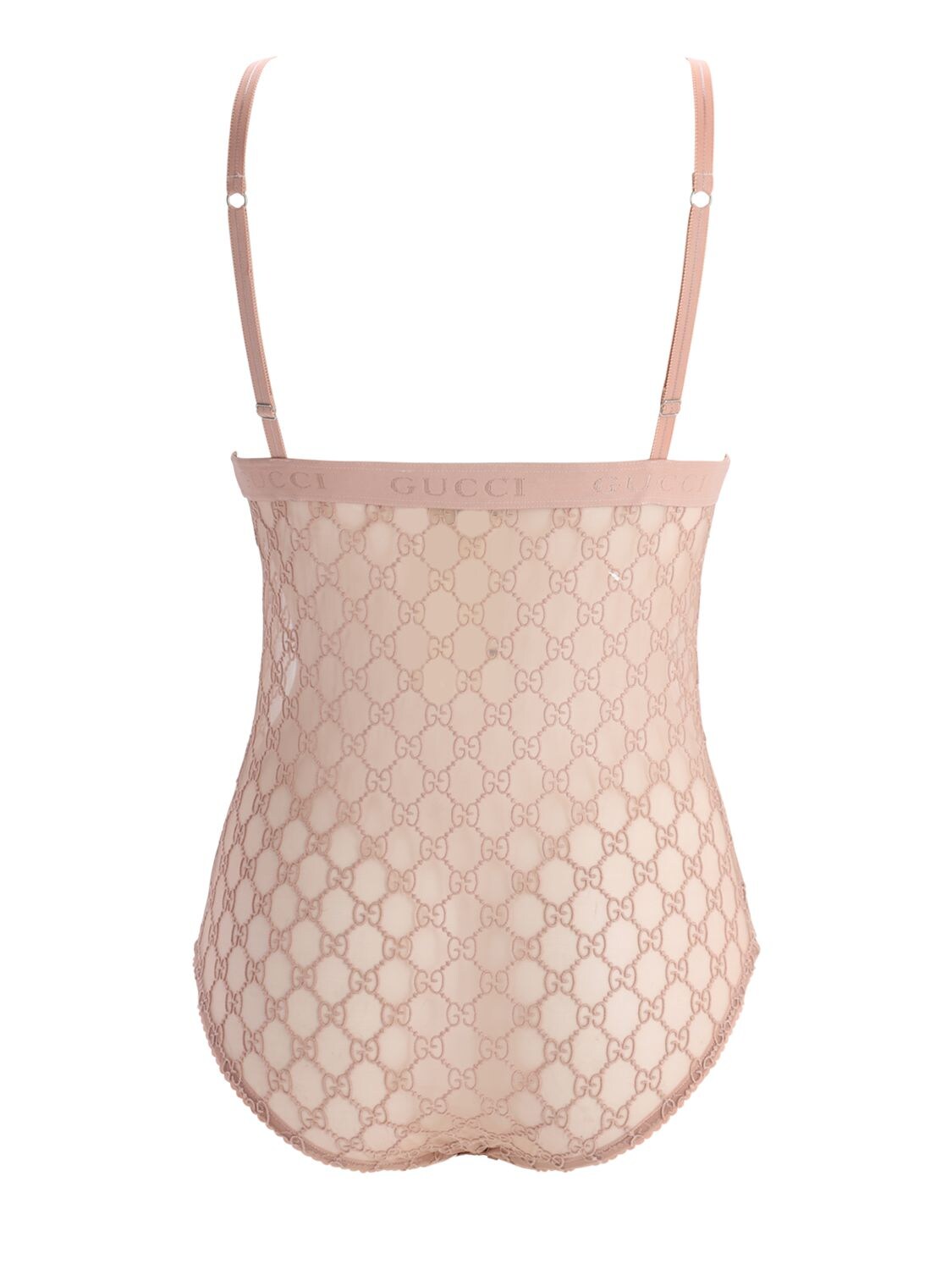 Shop Gucci Gg Embroidered Sheer Tulle Bodysuit In Pink