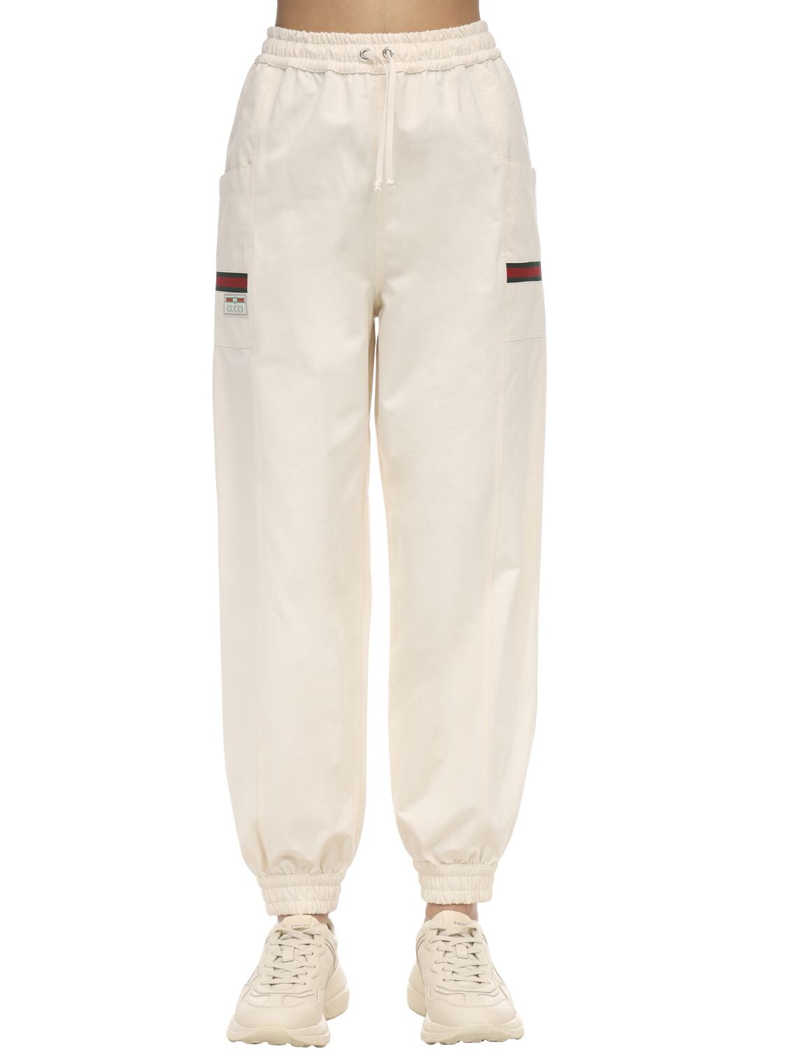 GUCCI COTTON CANVAS TRACKtrousers W/GG PATCH,71I5K1043-OTM4MQ2