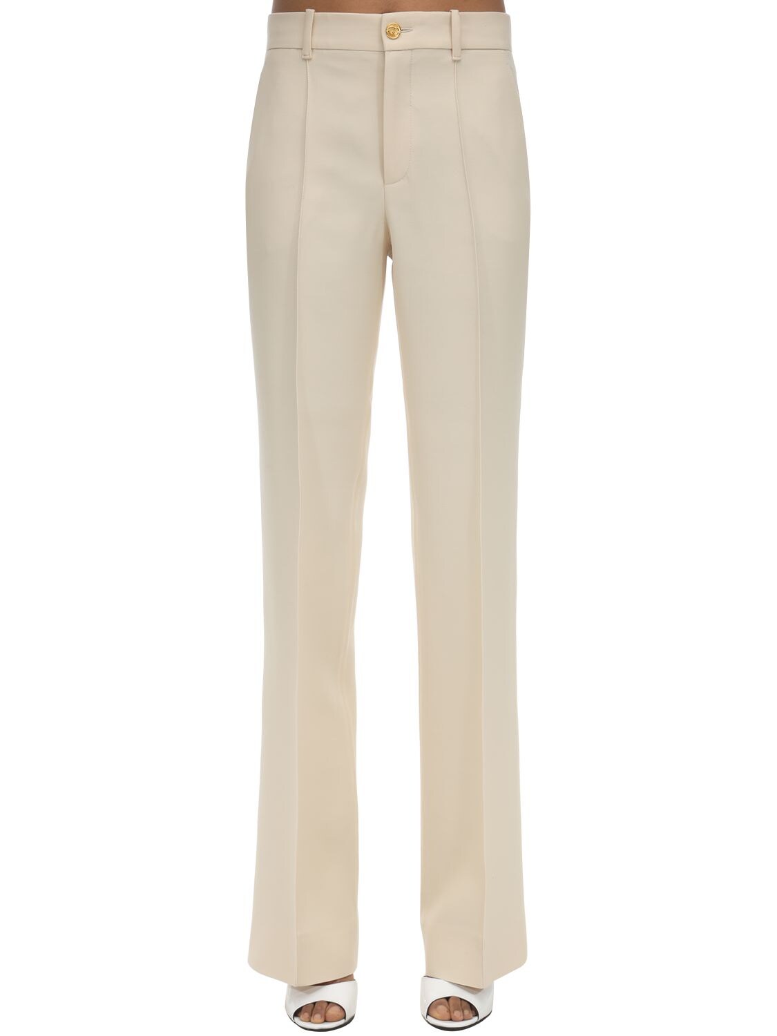 Gucci 70 Flared Silk Blend Crepe Cady Pants In Ivory