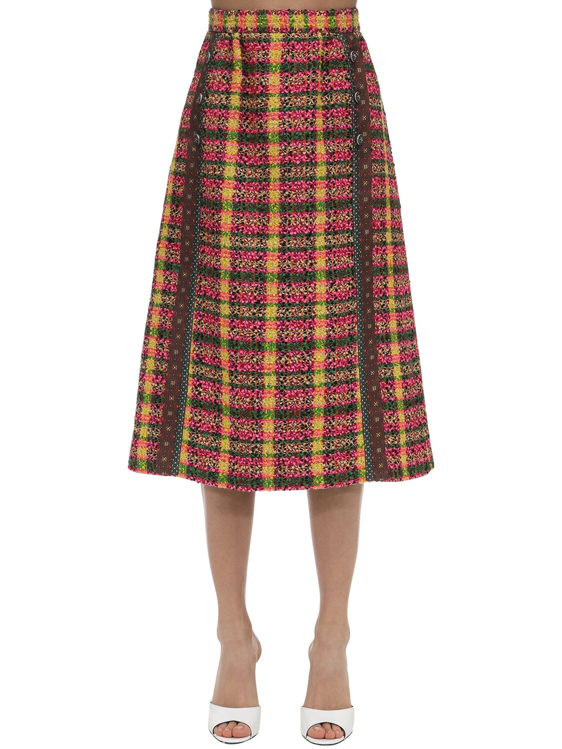 GUCCI CHECK WOOL BLEND SKIRT,71I5K1117-NZCZOA2