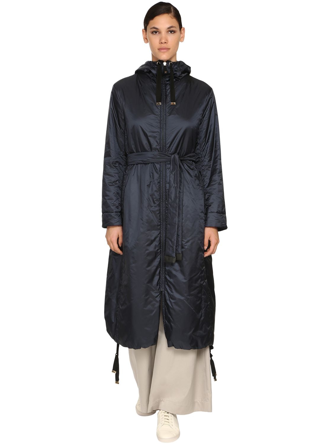 Max Mara The Cube Belted Down Coat In Blue