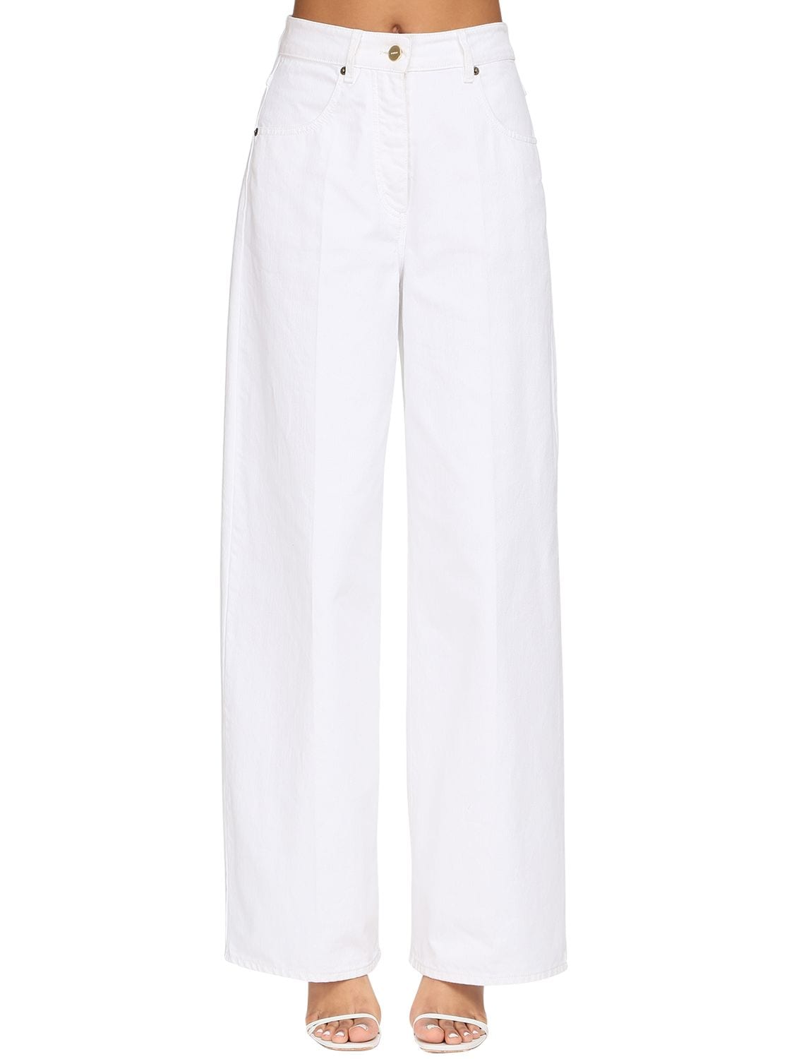 Jacquemus Wide Leg Cotton Denim Jeans In White