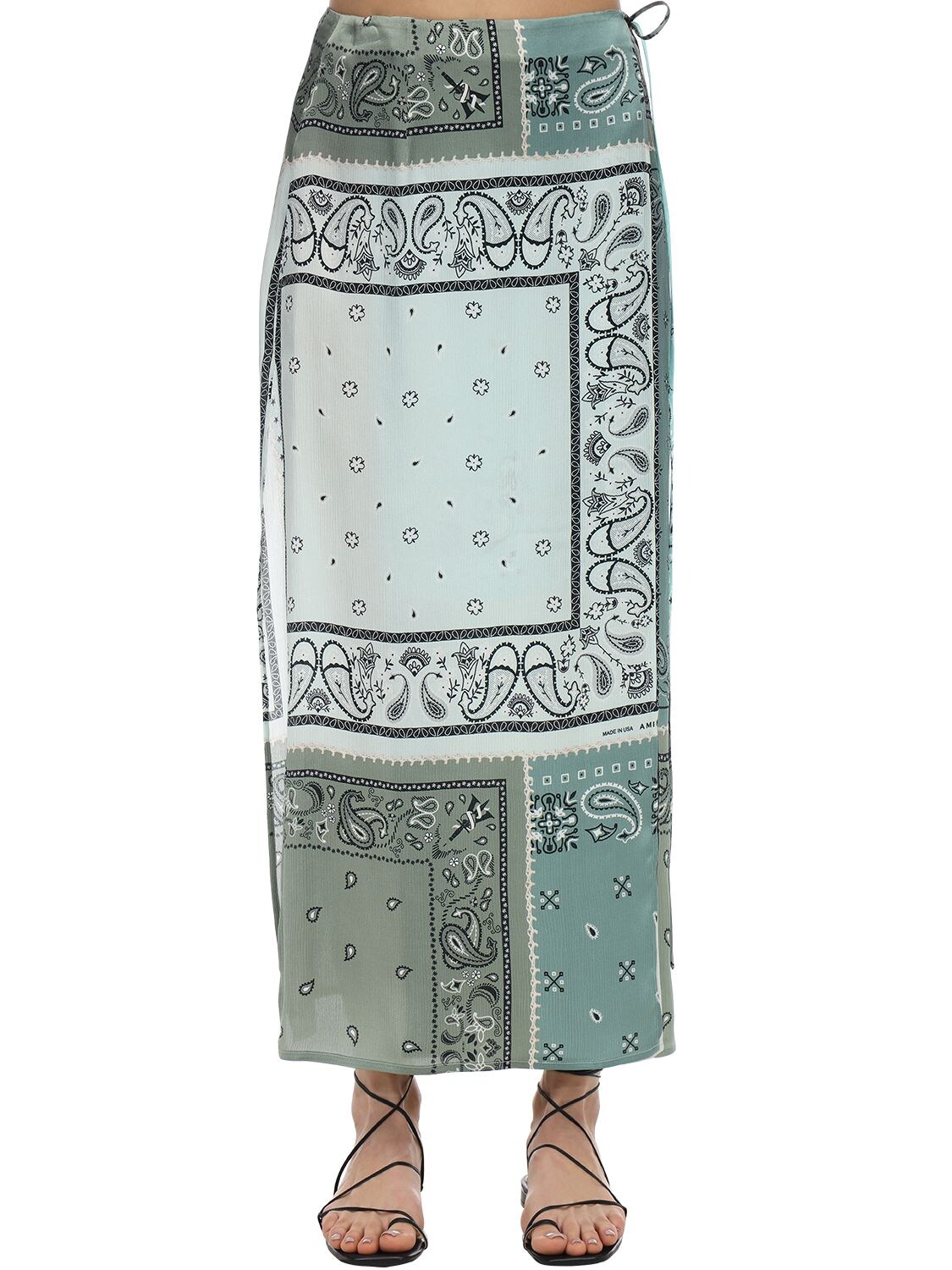Amiri Bandana Print Satin Wrap Skirt In Multicolor