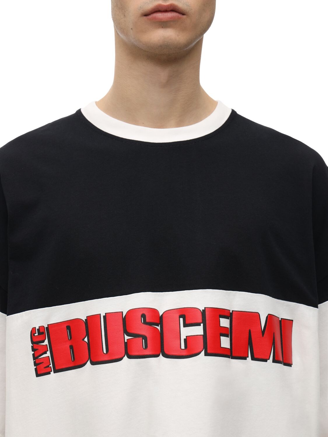 Shop Buscemi Oversize Printed Cotton Jersey T-shirt In White,black