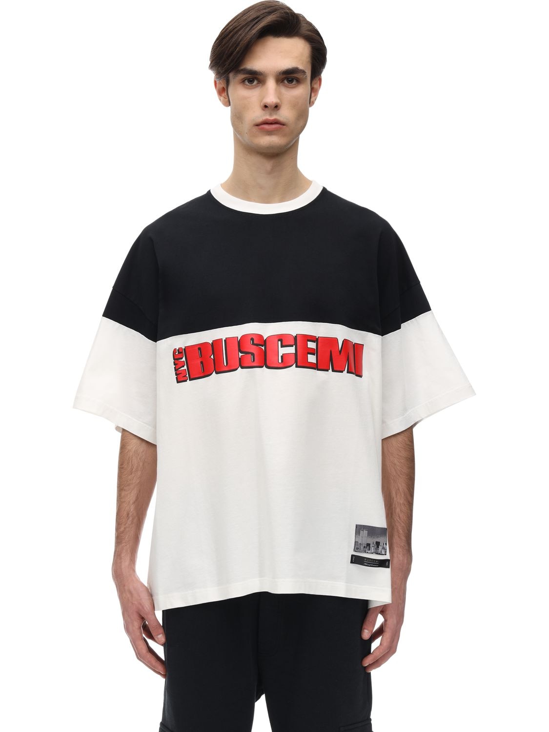 Buscemi Oversize Printed Cotton Jersey T-shirt In White,black