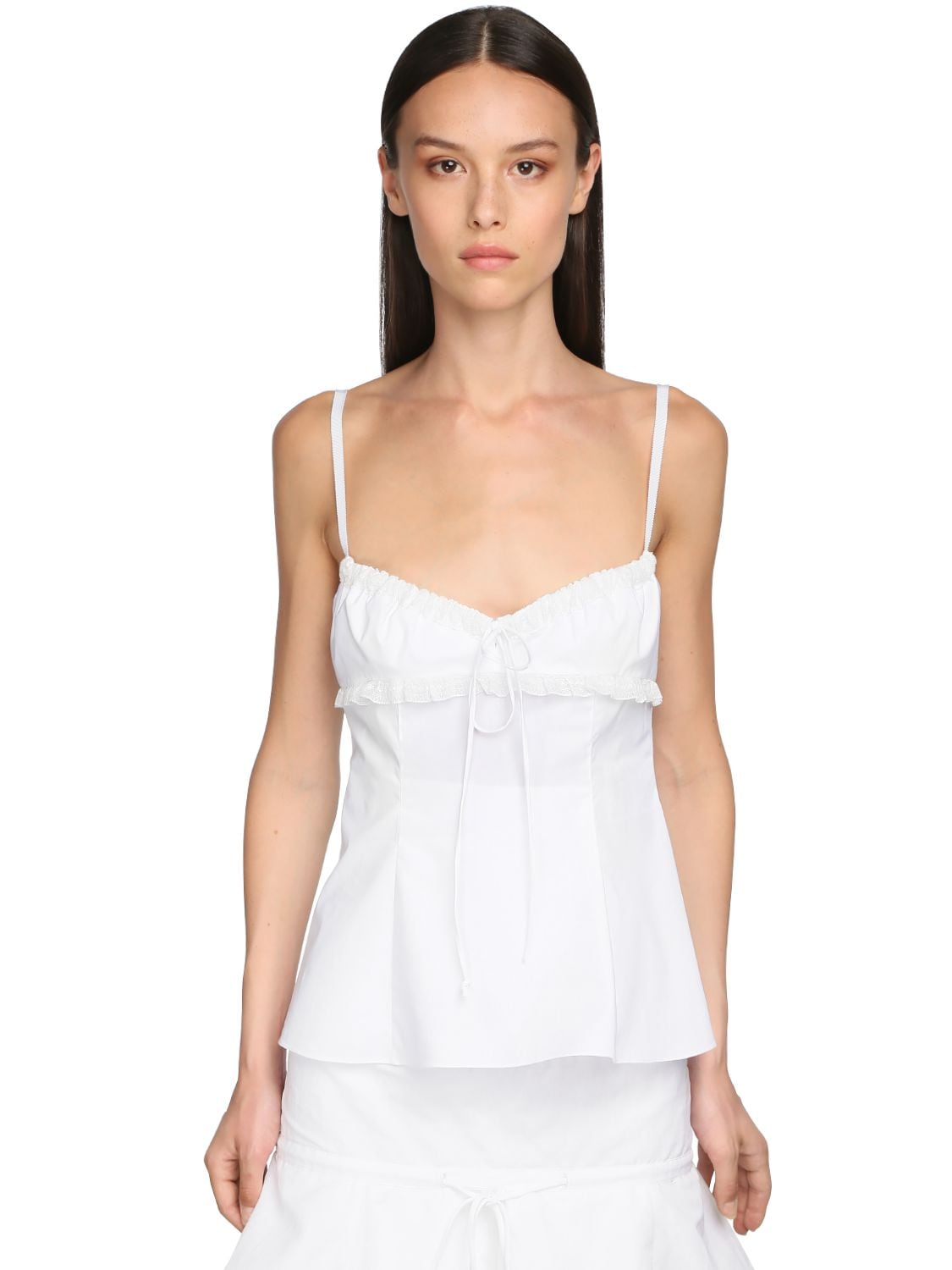 BROCK COLLECTION COTTON BLEND CAMISOLE TOP W/ LACE,71I5V4015-MTAW0