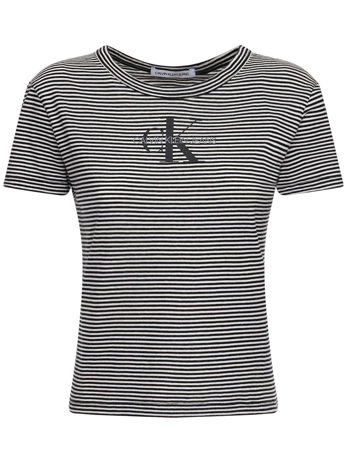 Calvin Klein Jeans Est.1978 Logo Cotton Jersey T-shirt In Black,white