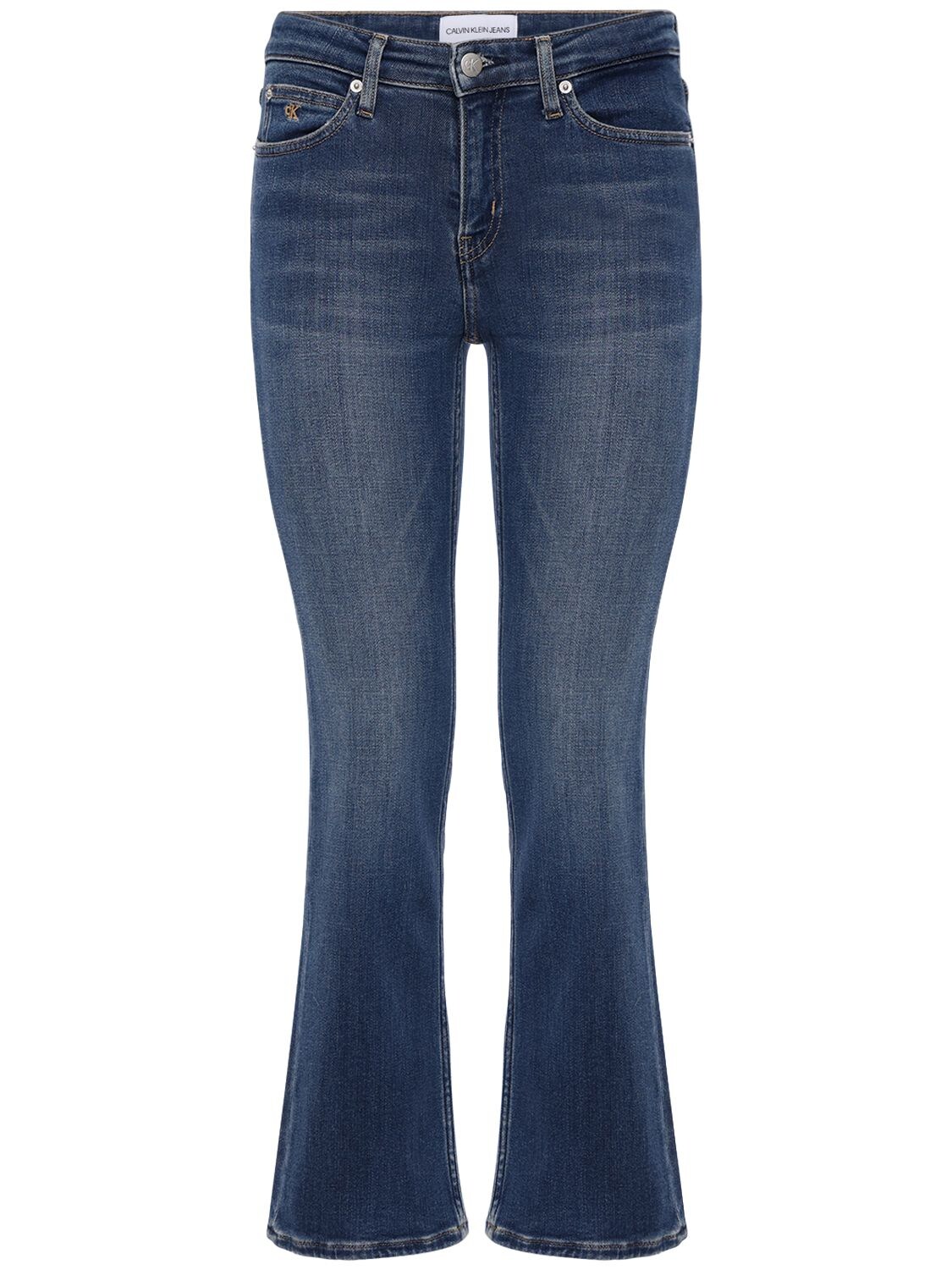 Calvin Klein Jeans Est.1978 Mid Rise Cropped Flared Jeans In Blue