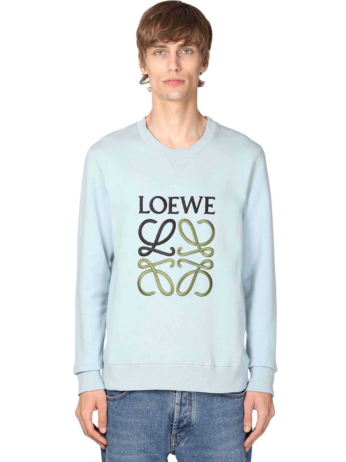 LOEWE ANAGRAM EMBROIDERY COTTON CREWNECK,71I6HC013-NJQXMA2