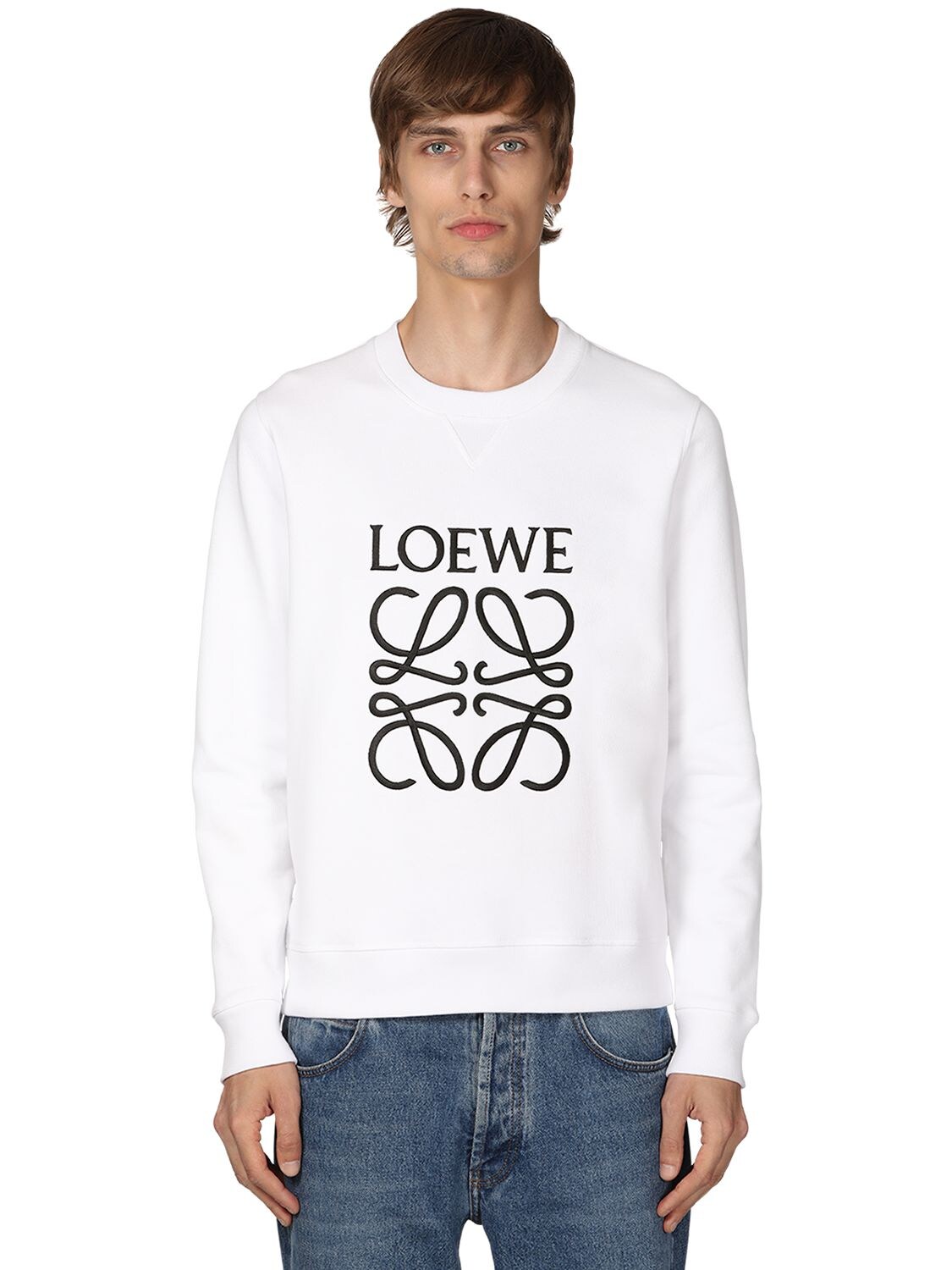 LOEWE ANAGRAM EMBROIDERY COTTON CREWNECK,71I6HC013-MJEWMA2