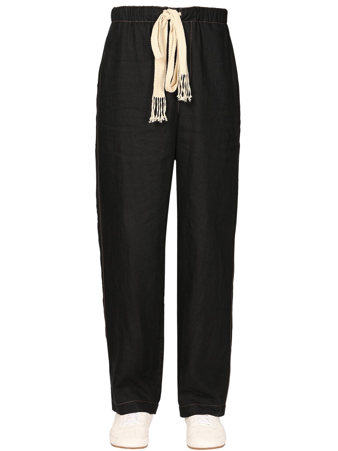 LOEWE ELONGATED DRAWSTRING LOOSE LINEN PANTS,71I6HC025-NTE5NW2