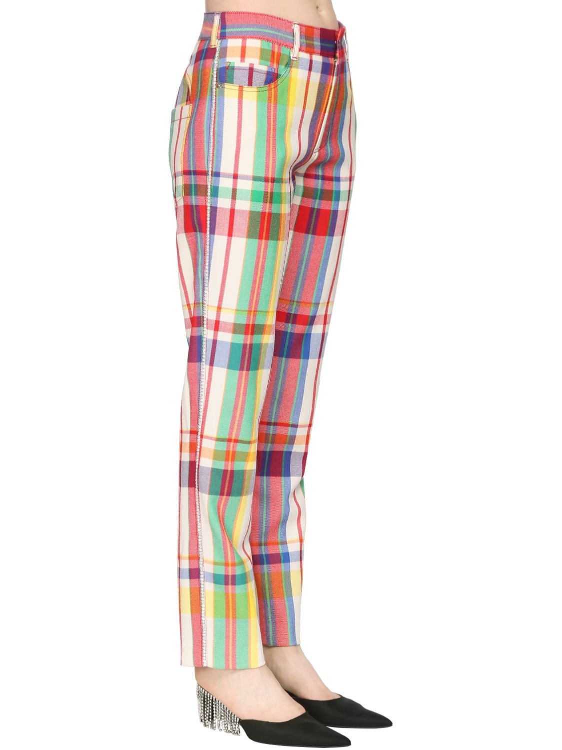 AREA 彩虹色格纹羊毛裤子,71I6HG001-UKFJTKJPVW2