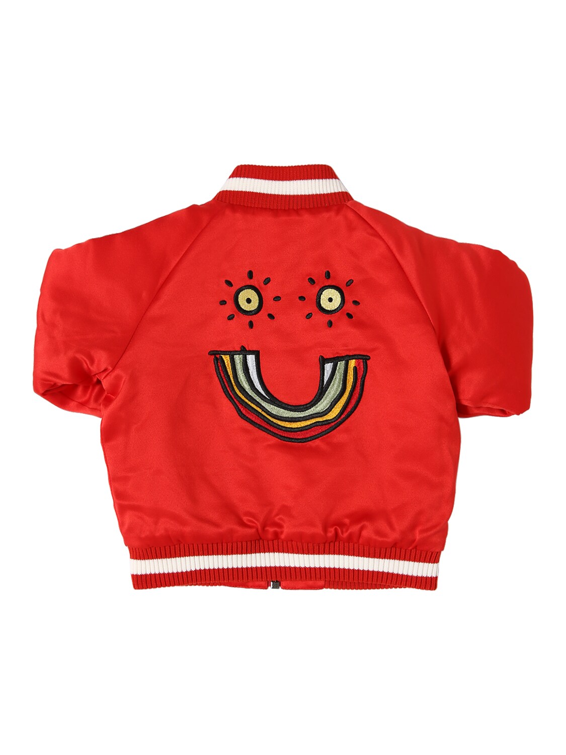 Stella Mccartney Kids' Embroidered Satin Bomber Jacket In Red