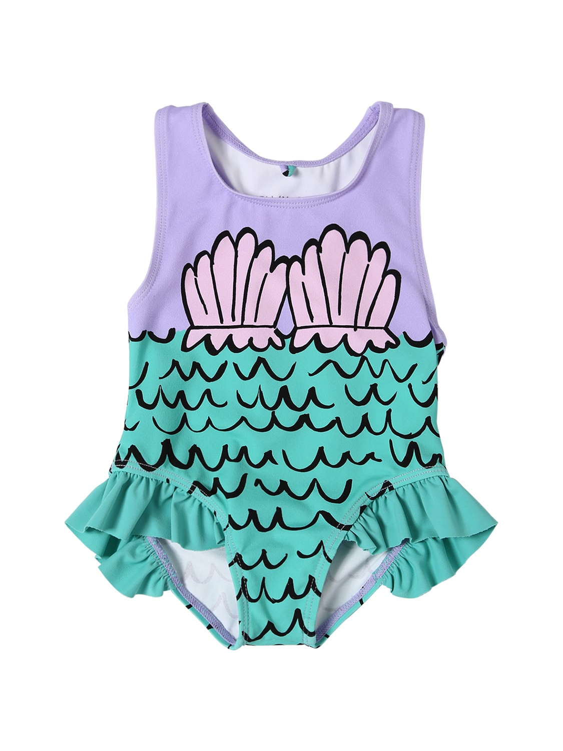 Stella Mccartney Babies' 贝壳印花莱卡连体泳衣 In Multicolor