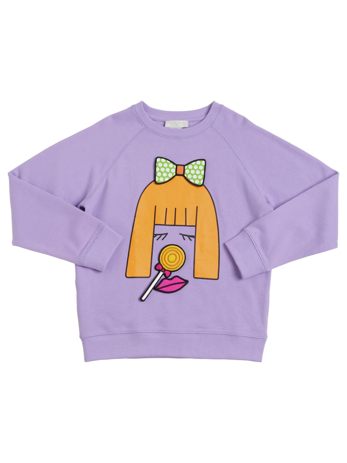 Stella Mccartney Kids' Funny Face Sustainable Cotton Sweatshirt In Light Purple