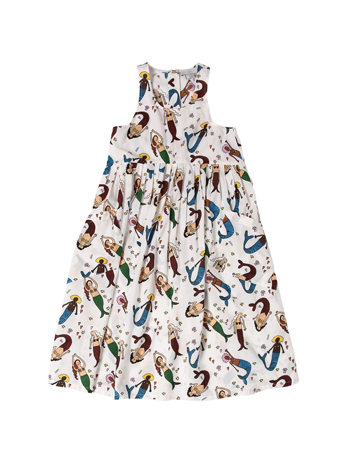 Stella Mccartney Kids' Mermaid Print Organic Cotton Dress In White
