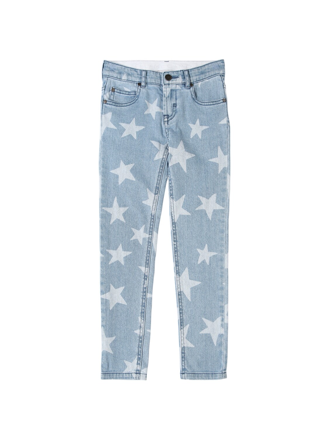 Stella Mccartney Star Print Stretch Denim Jeans In Light Denim
