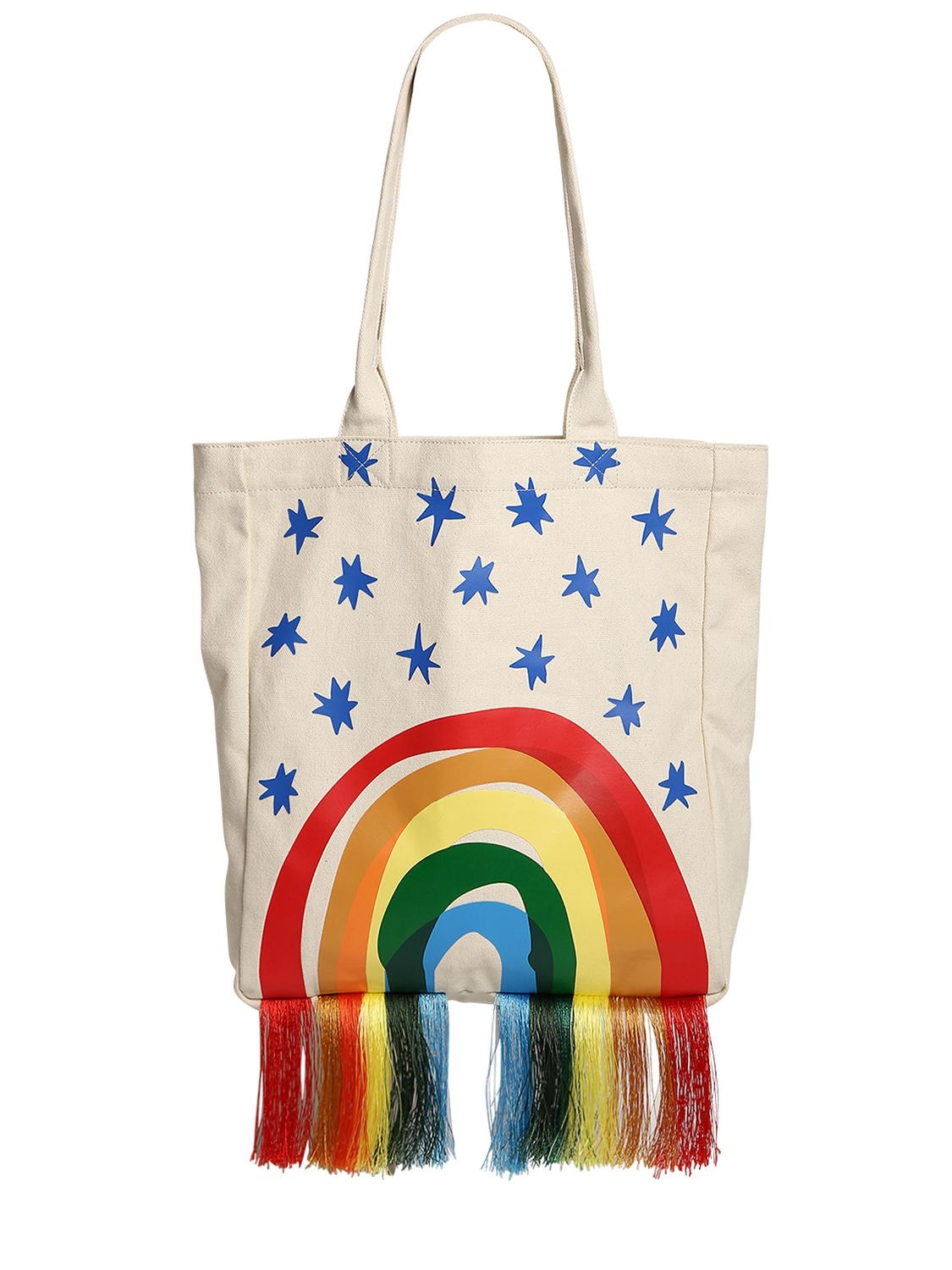 Stella Mccartney Kids' Rainbow Print Organic Cotton Bag In White