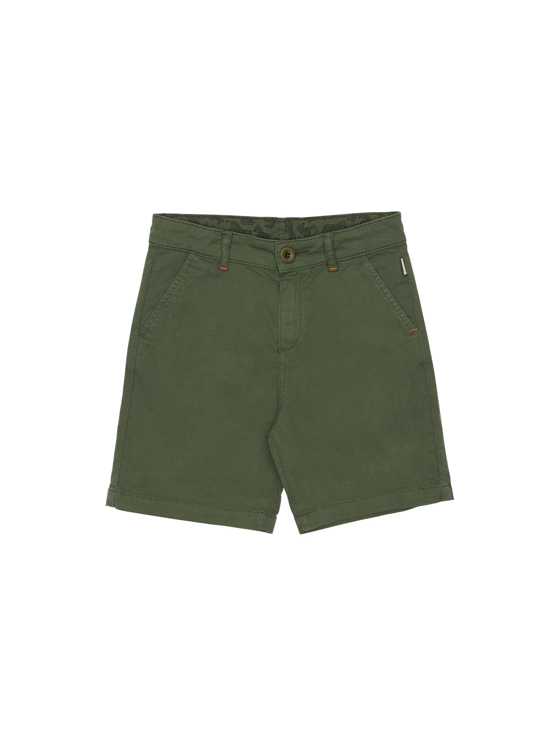 Paul Smith Junior Stretch Cotton Twill Shorts In Military Green