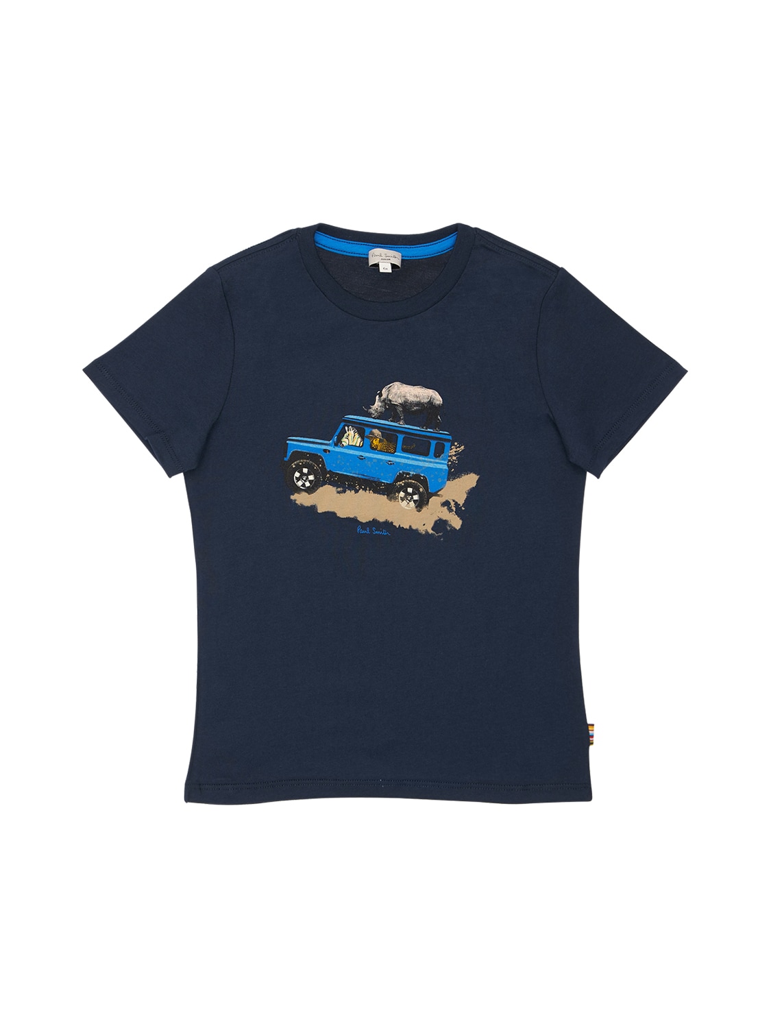 Paul Smith Junior Kids' Safari Print Cotton Jersey T-shirt In Navy
