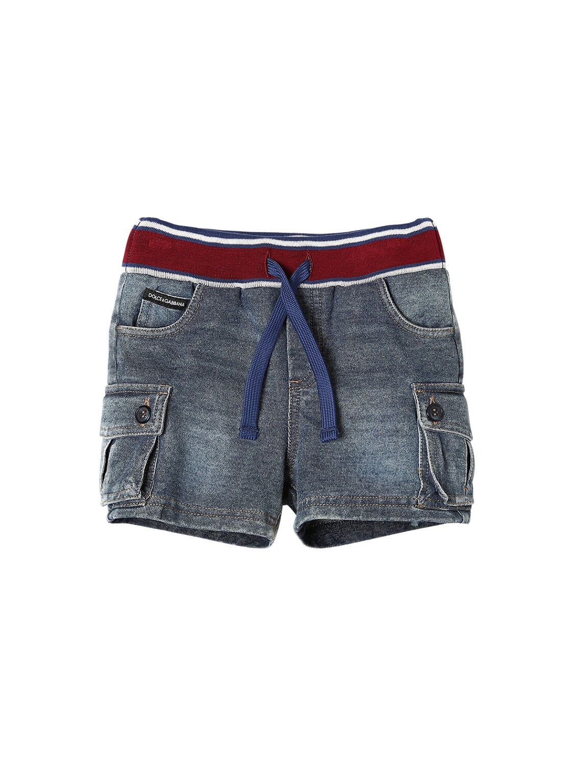 Dolce & Gabbana Kids' Jersey Bermuda Shorts In Washed Denim In Blue