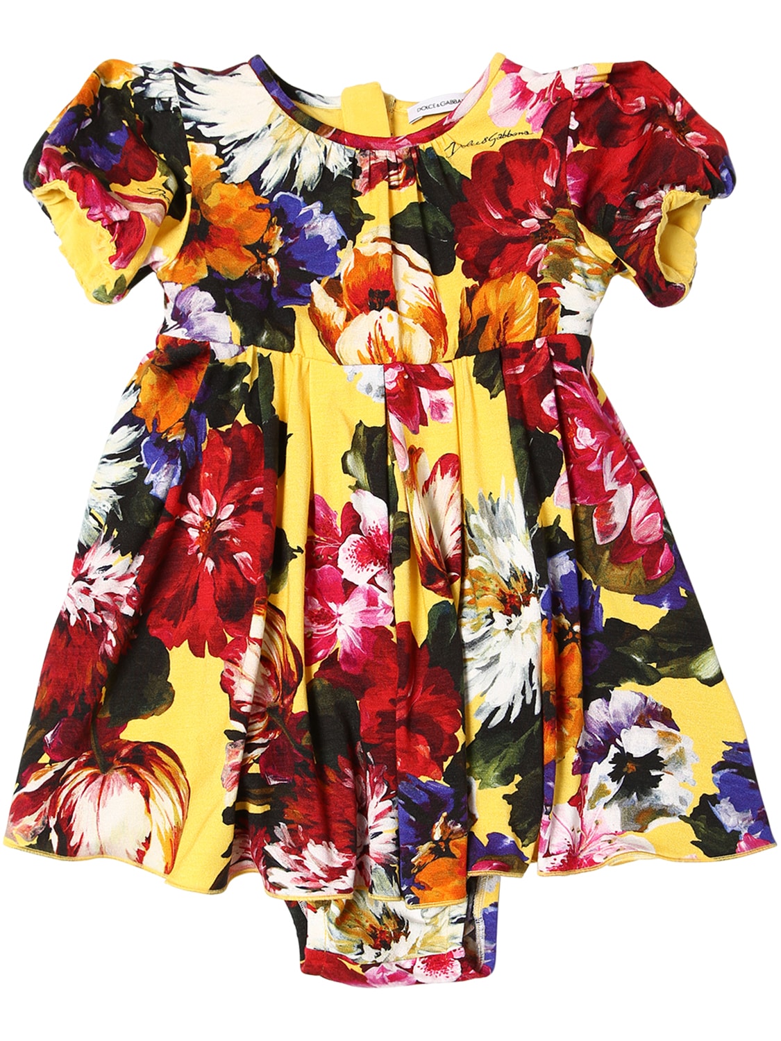 Dolce & Gabbana Babies' Modal Jersey Dress & Diaper Cover In Yellow